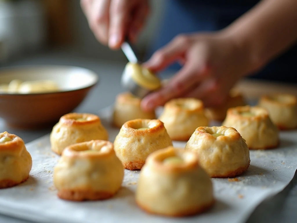 Soft risen kolache dough prepared for cream cheese filling