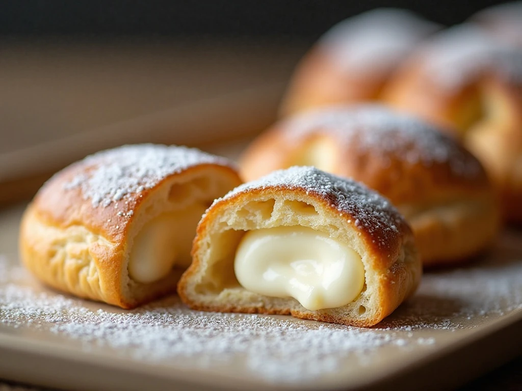 Cream cheese kolache showing its tender crumb and smooth filling