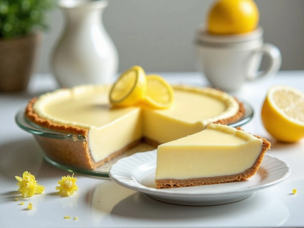 Covered cream cheese lemonade pie ready for chilled storage