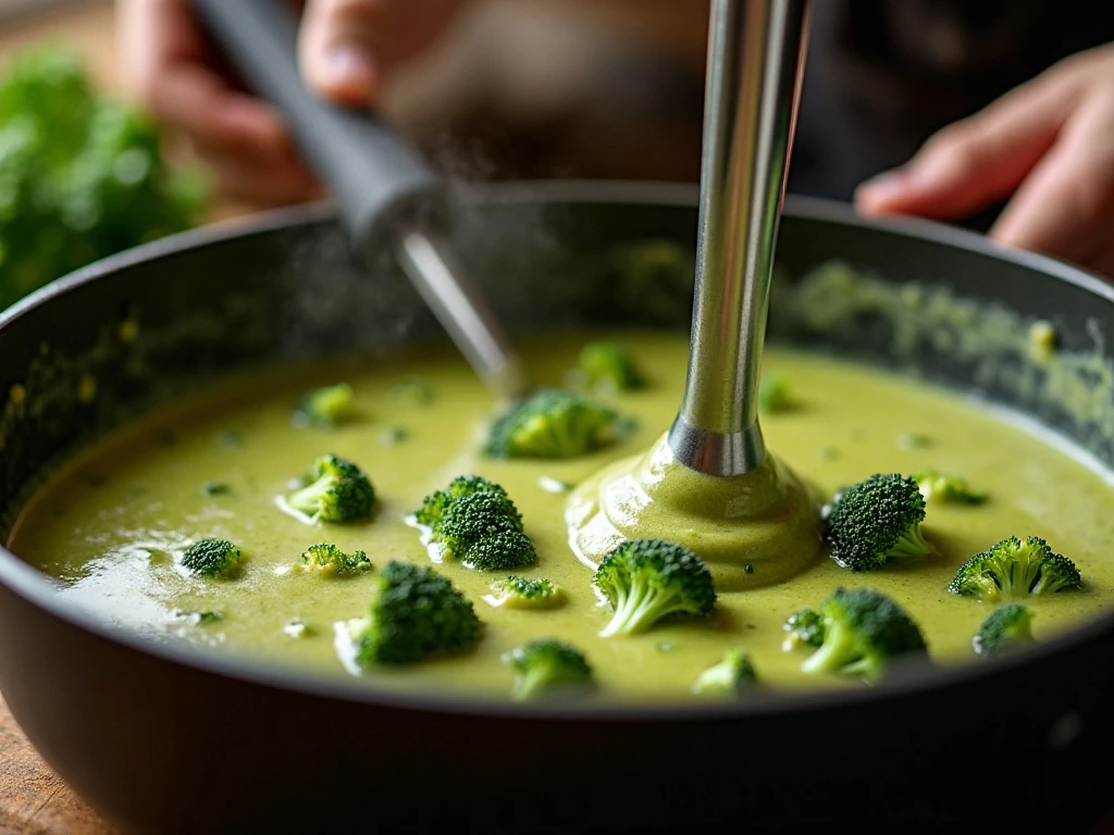 Blending cream of broccoli soup to a smooth or chunky texture