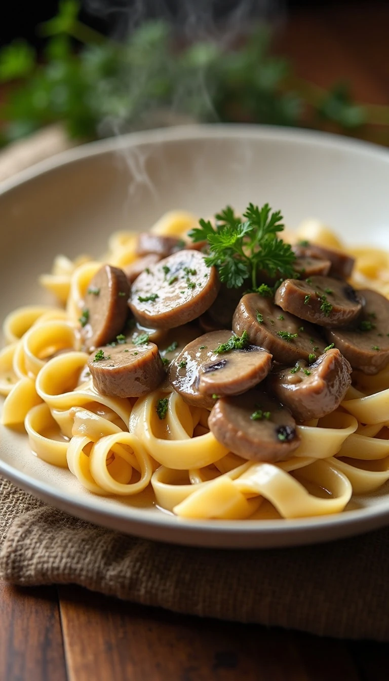 Easy Creamy Beef Stroganoff Recipe with Tender Steak and Mushrooms