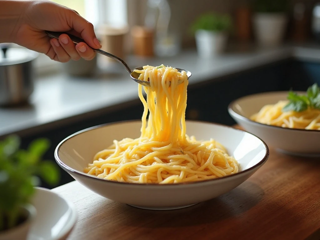 Al dente egg noodles prepared for creamy chicken casserole