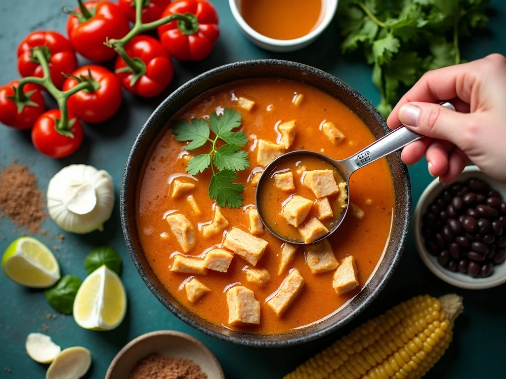 Ingredients for creamy chicken fajita soup arranged for cooking