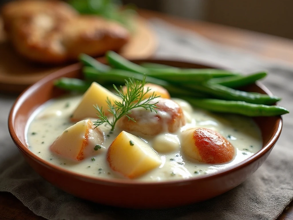 Creamy dill potatoes served as a comforting dinner side dish