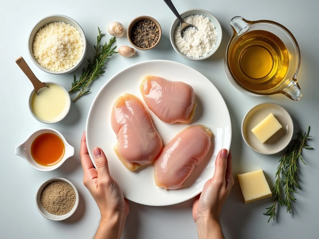Ingredients for creamy garlic thyme chicken