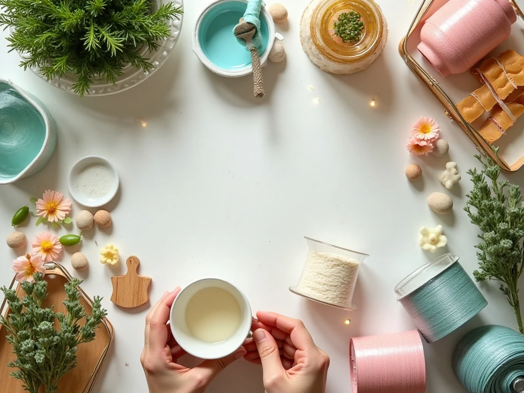 Dollar Tree craft supplies arranged for seasonal DIY projects