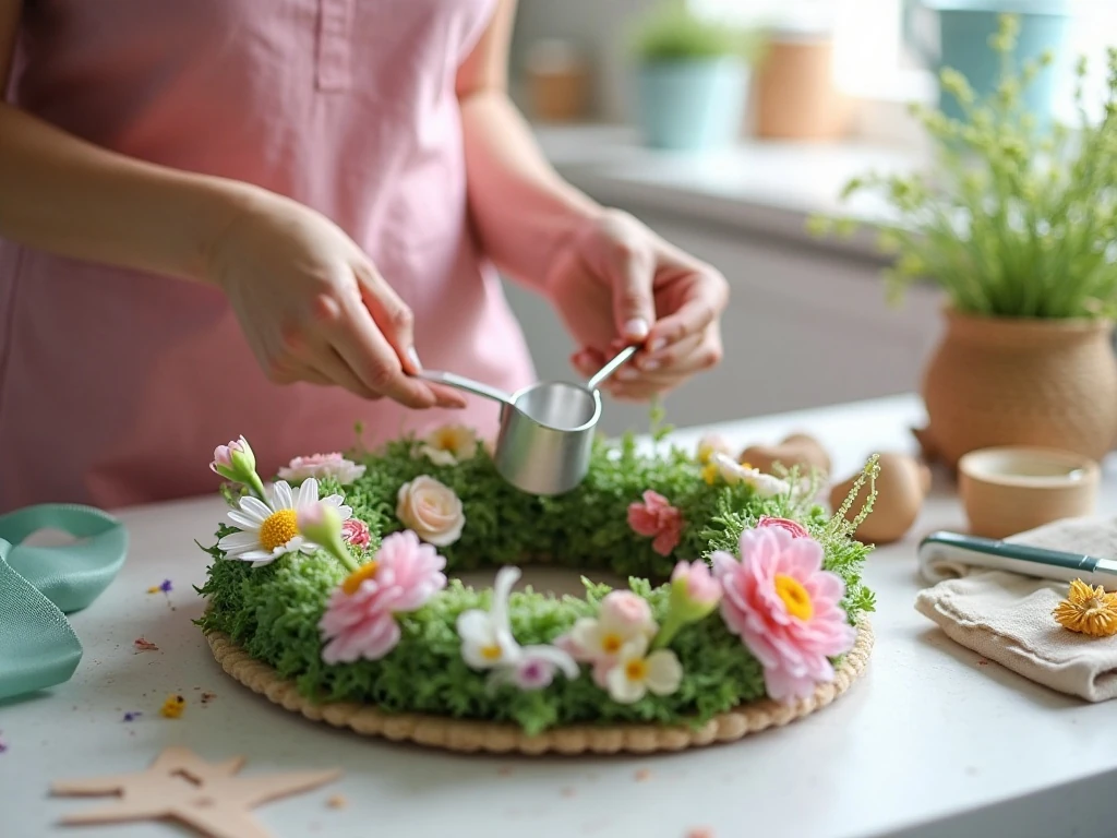 Making a pastel spring wreath with Dollar Tree supplies
