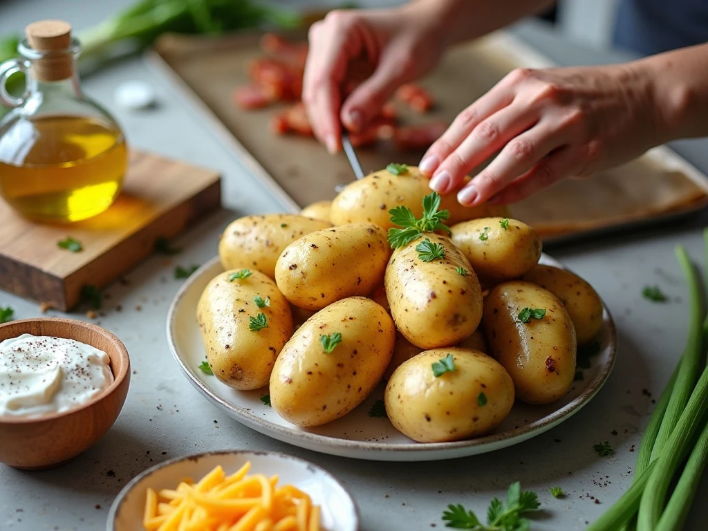 Ingredients for crispy loaded russet potato skins