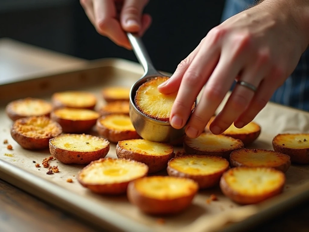 Preparing russet potato skins for the oven