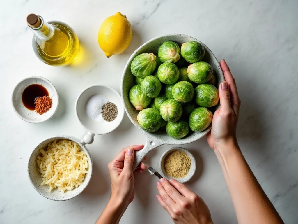 Ingredients for crispy Air Fryer Brussels sprouts