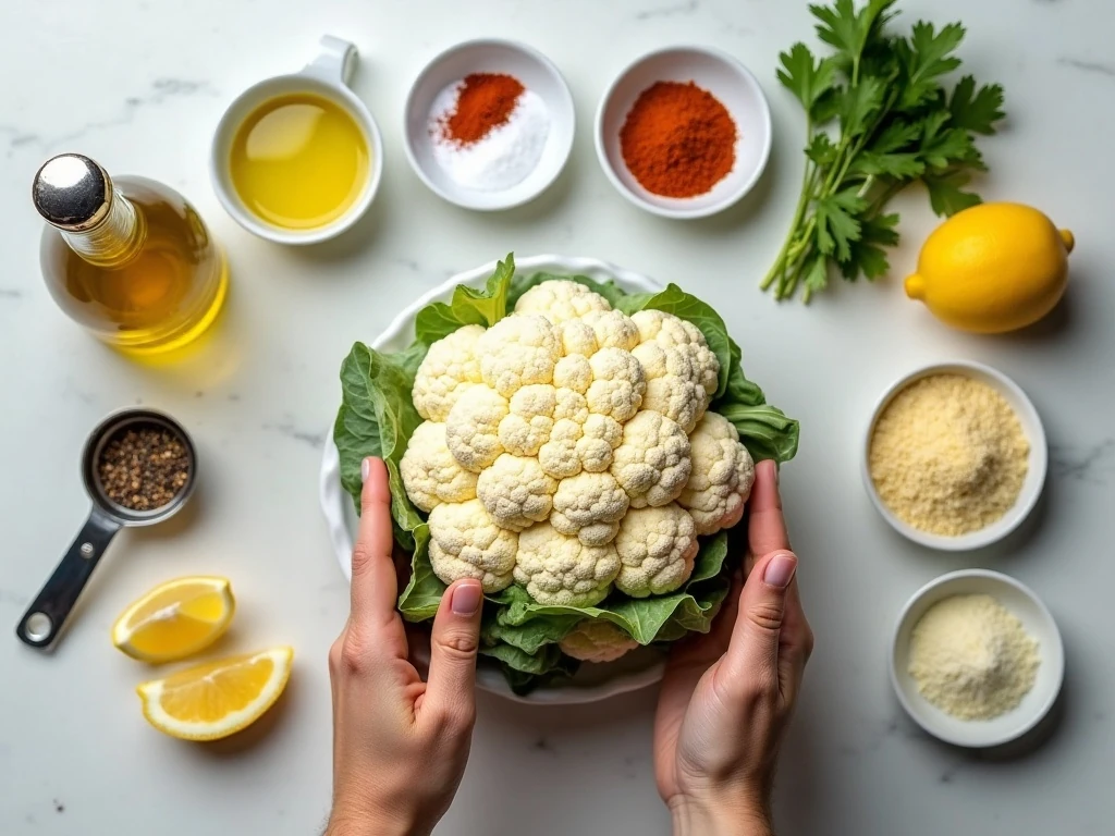 Ingredients for crispy air fryer cauliflower