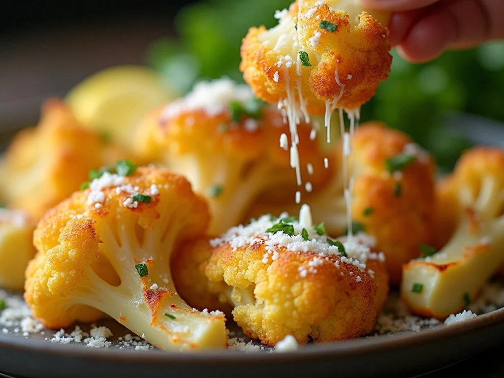 Crispy cauliflower finished with Parmesan, parsley, and lemon