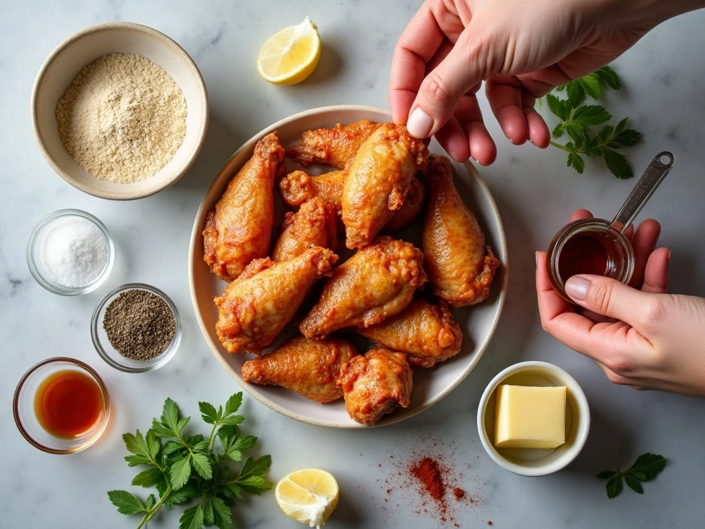 Ingredients for crispy baked Buffalo chicken wings