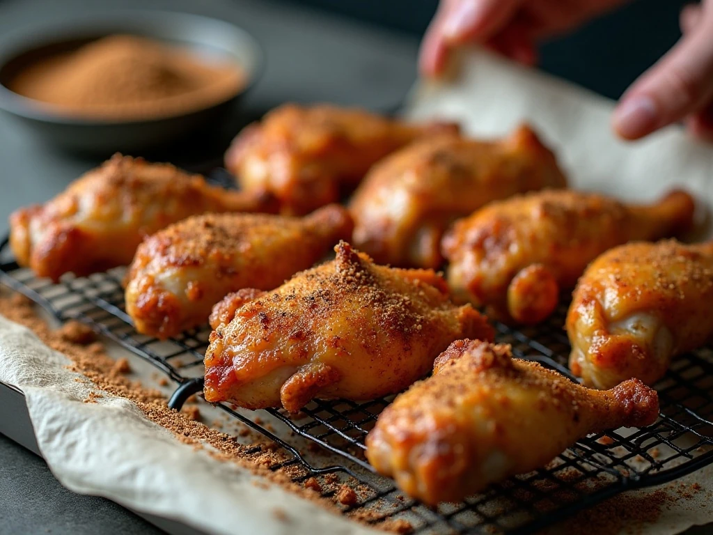 Chicken wings spaced on a rack for crisp oven roasting