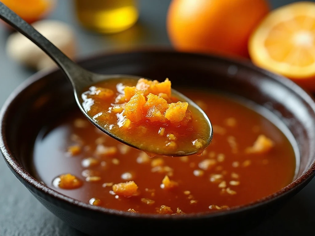 Glossy orange sauce for baked chicken wings