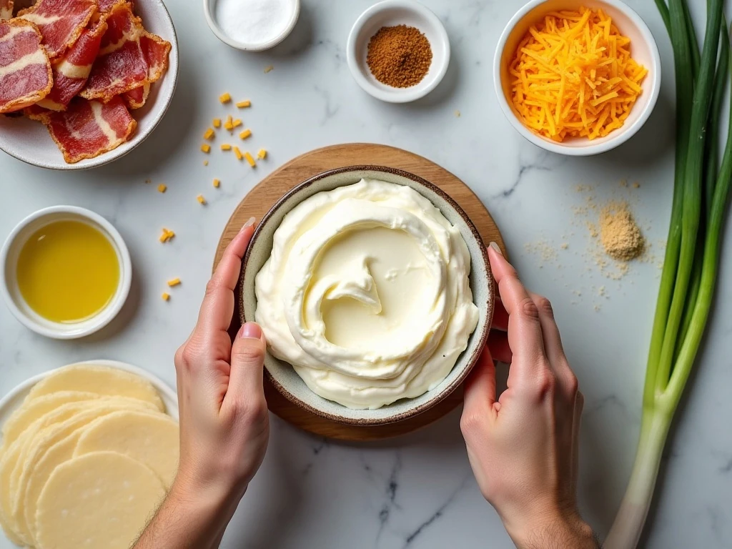 Ingredients for bacon cream cheese wontons