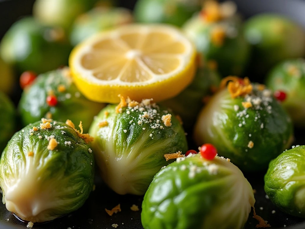 Garlic Brussels sprouts with Parmesan, lemon, and red-pepper flakes
