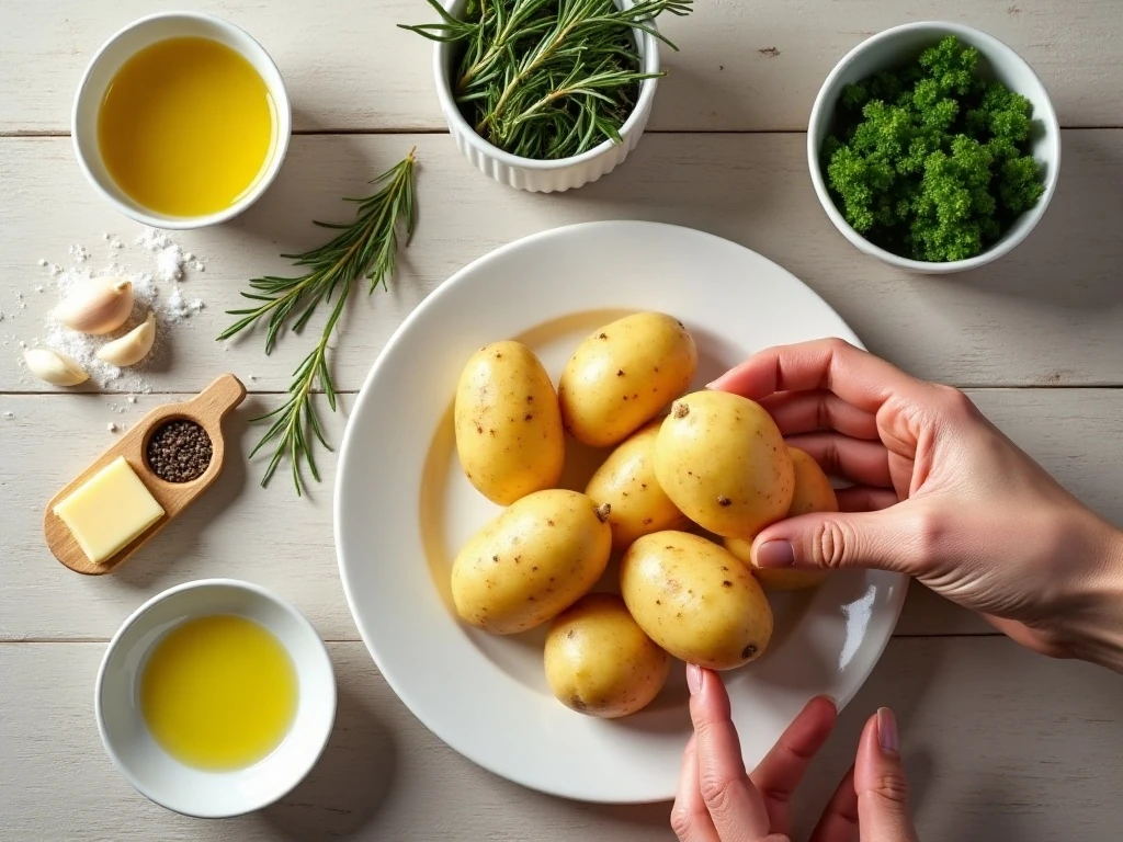 Ingredients for crispy leaf potatoes