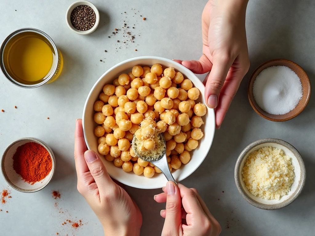 Ingredients for crispy Parmesan chickpeas