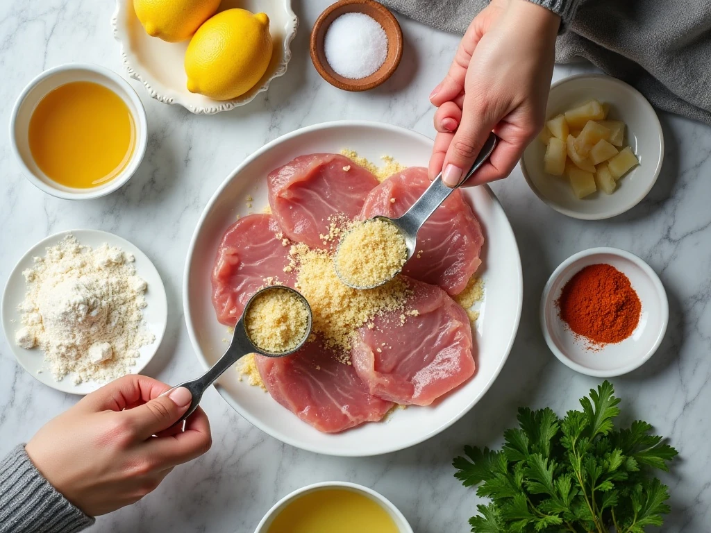 Ingredients for extra-crispy pork schnitzel