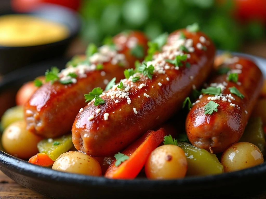Crispy sausage and potatoes finished with parsley and Parmesan