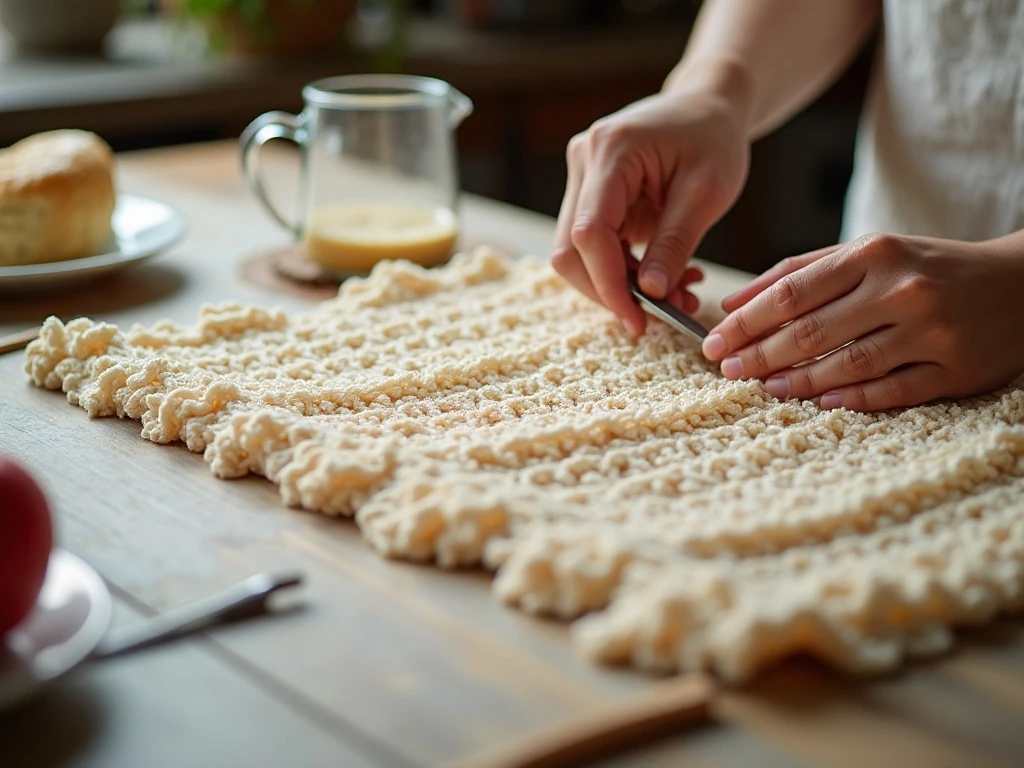 Partially crocheted scarf with evenly spread ruffles and visible edge spaces