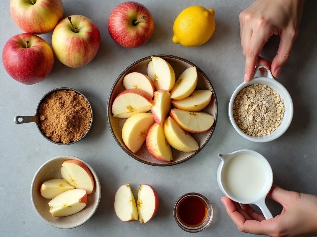 Ingredients for easy Crock-Pot apple cobbler