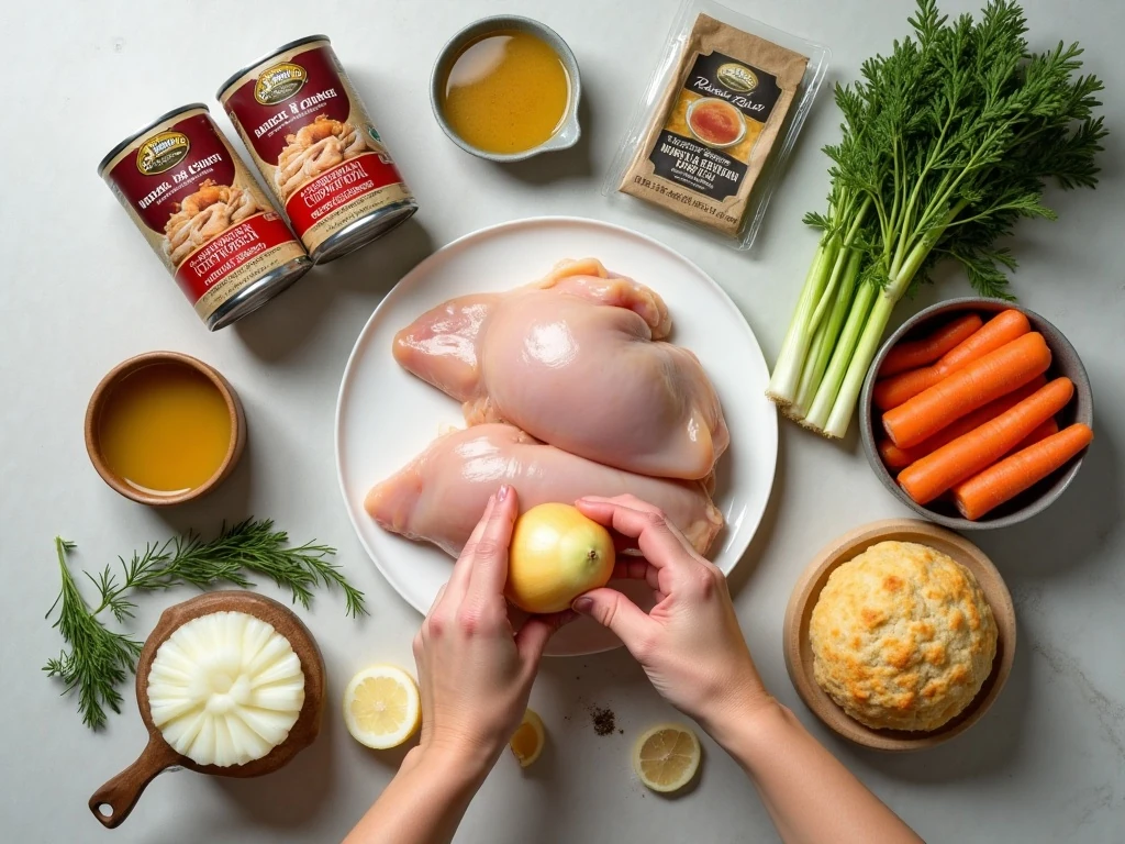 Ingredients for easy Crock-Pot chicken and dumplings