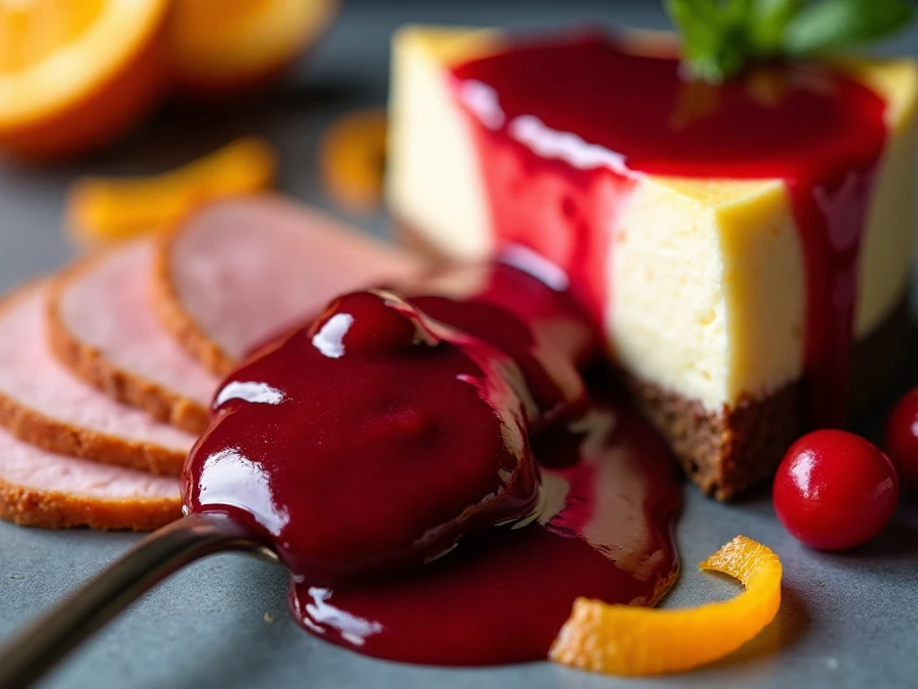 Cranberry butter served with cheesecake and ham