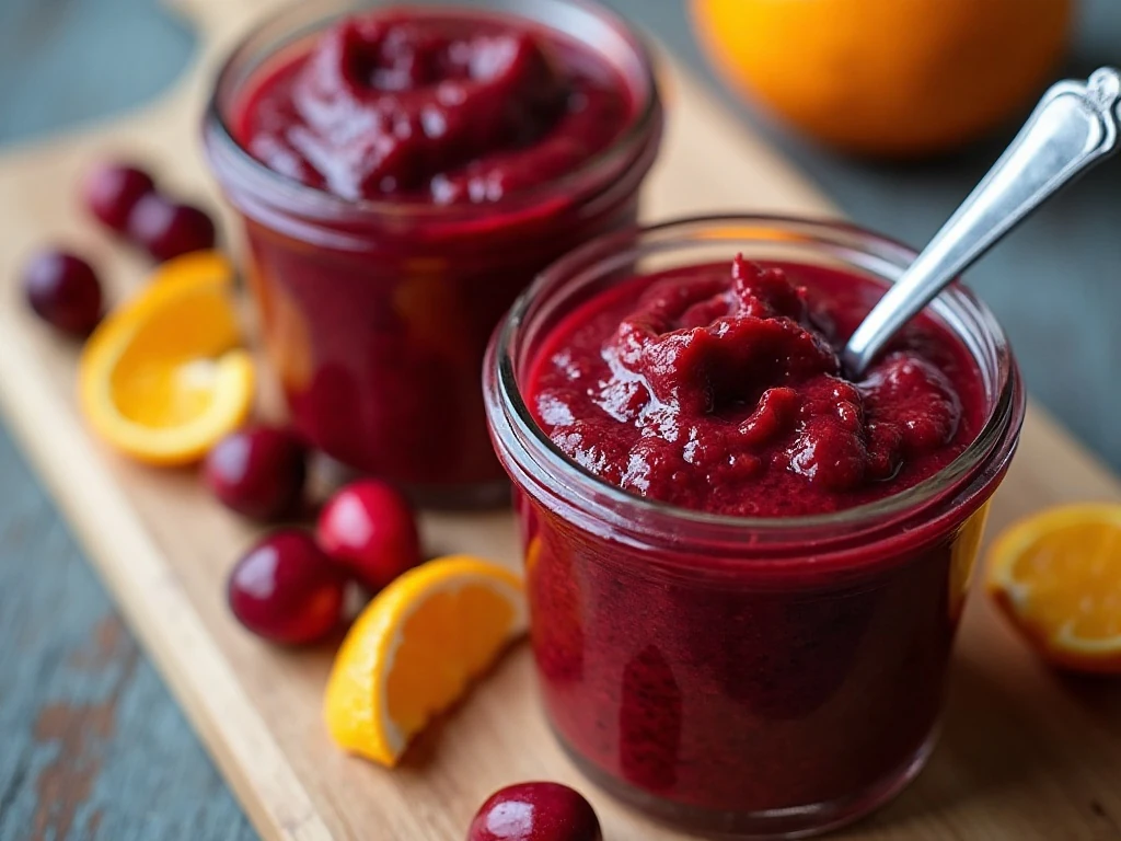 Cranberry butter stored in clean containers