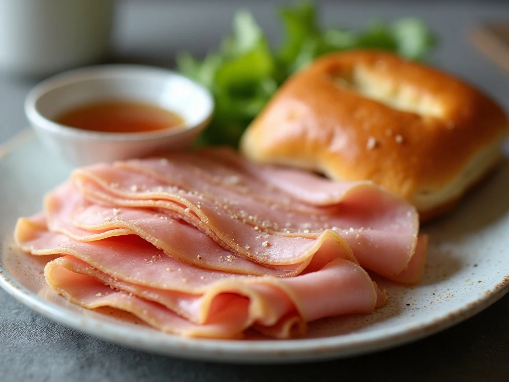 Leftover Crock-Pot ham served in a simple reheated meal