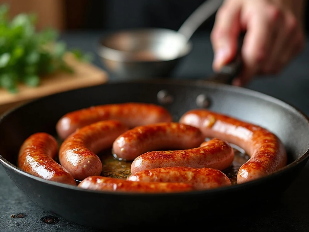 Browning kielbasa before adding it to the Crock-Pot