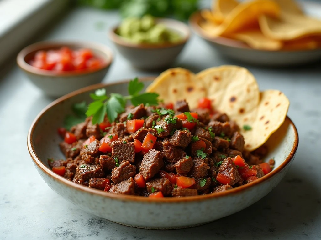 Leftover steak fajita filling ready for reheating and serving