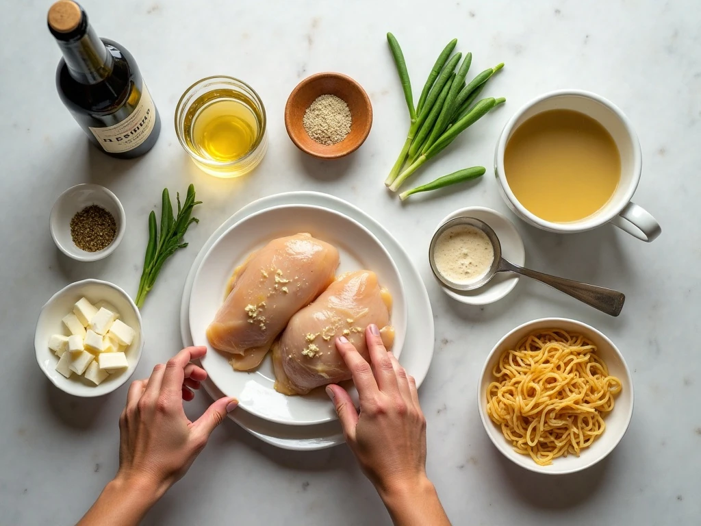 Ingredients for Crockpot Angel Chicken arranged for cooking