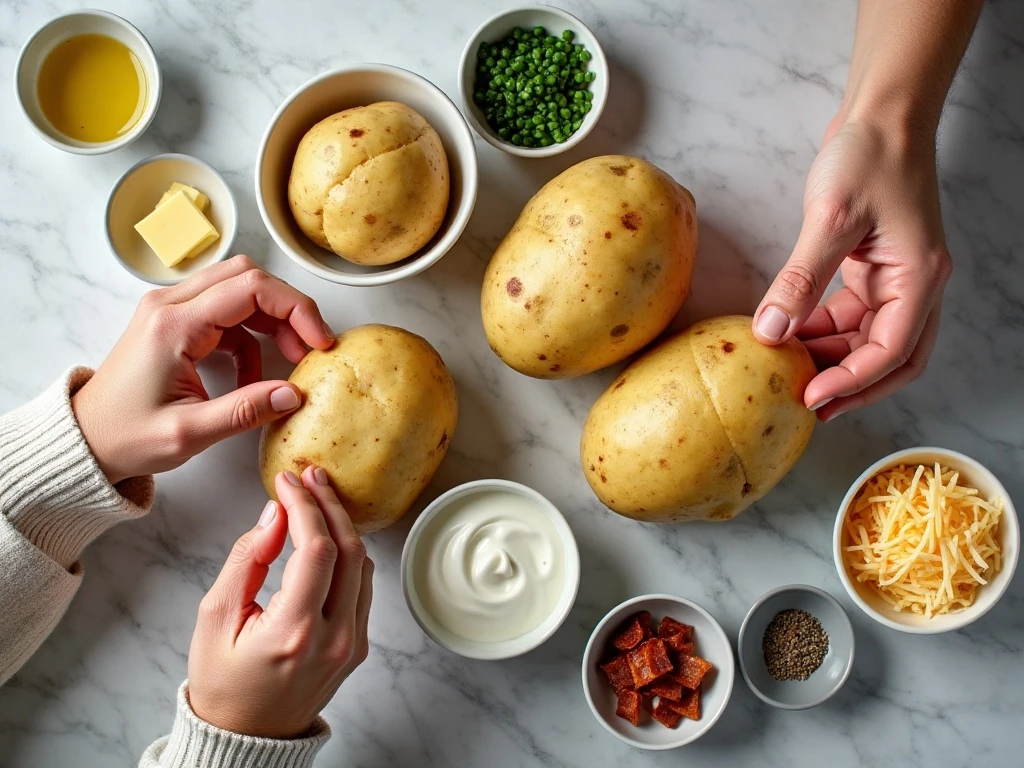 Ingredients for crockpot baked potatoes