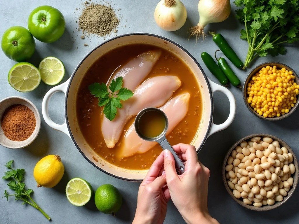 Ingredients for easy crockpot chicken tomatillo soup