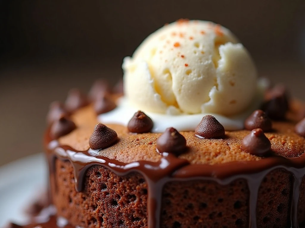 Soft pudding-like center and set edges of chocolate lava cake