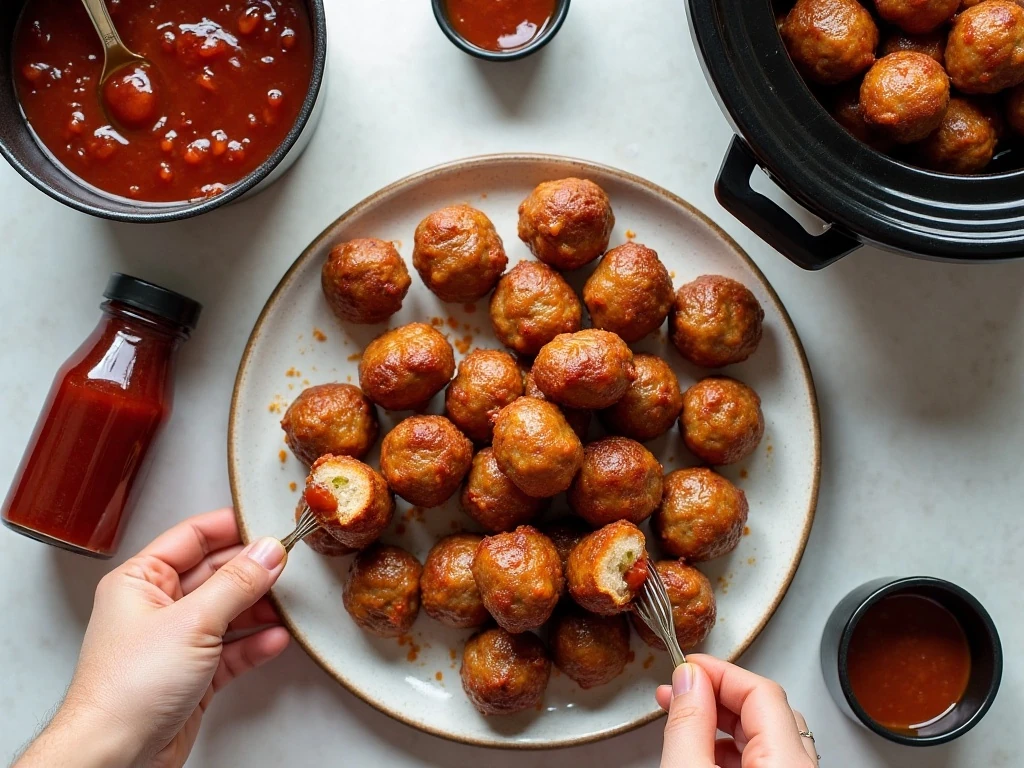 Ingredients for easy crockpot grape jelly meatballs