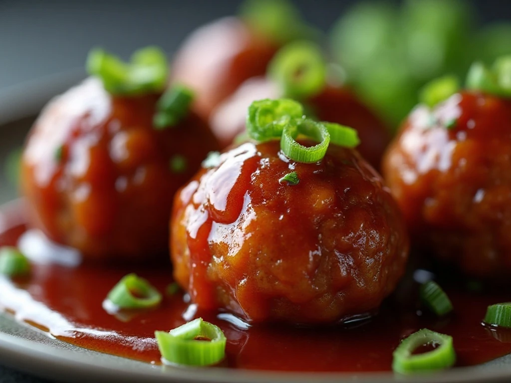 Glossy sauce coating crockpot grape jelly meatballs