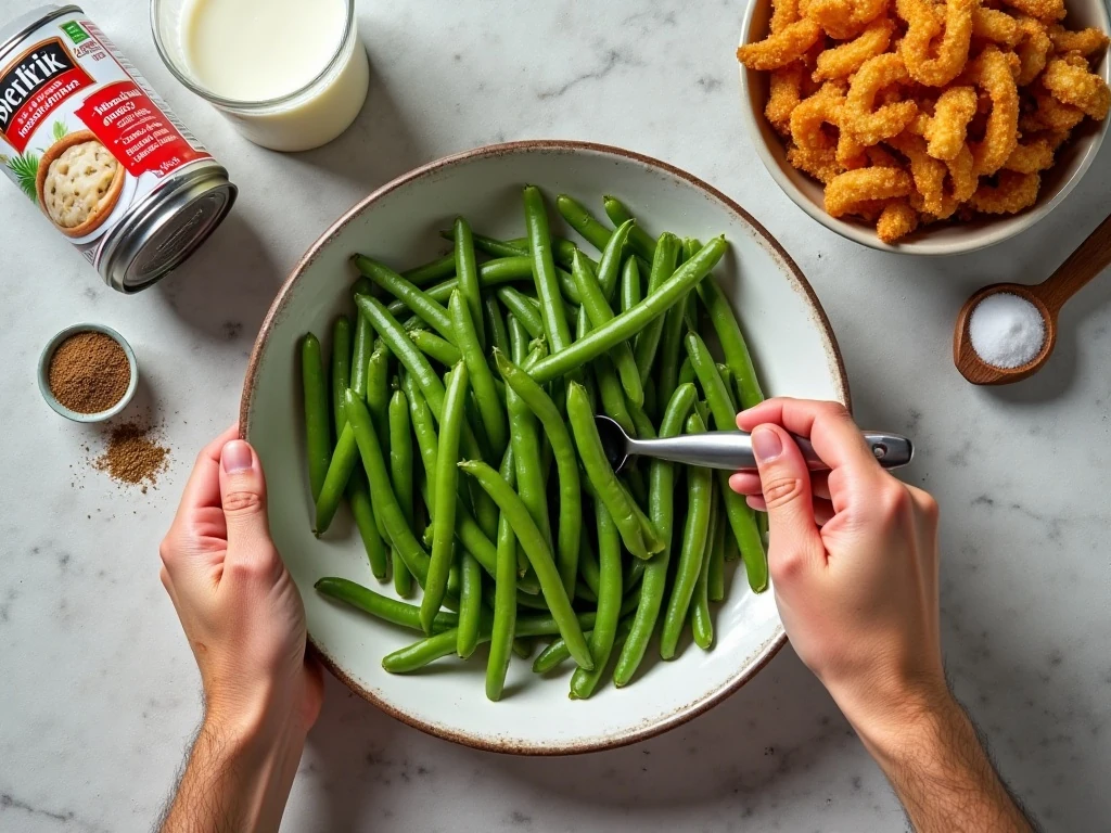Ingredients for easy crockpot green bean casserole