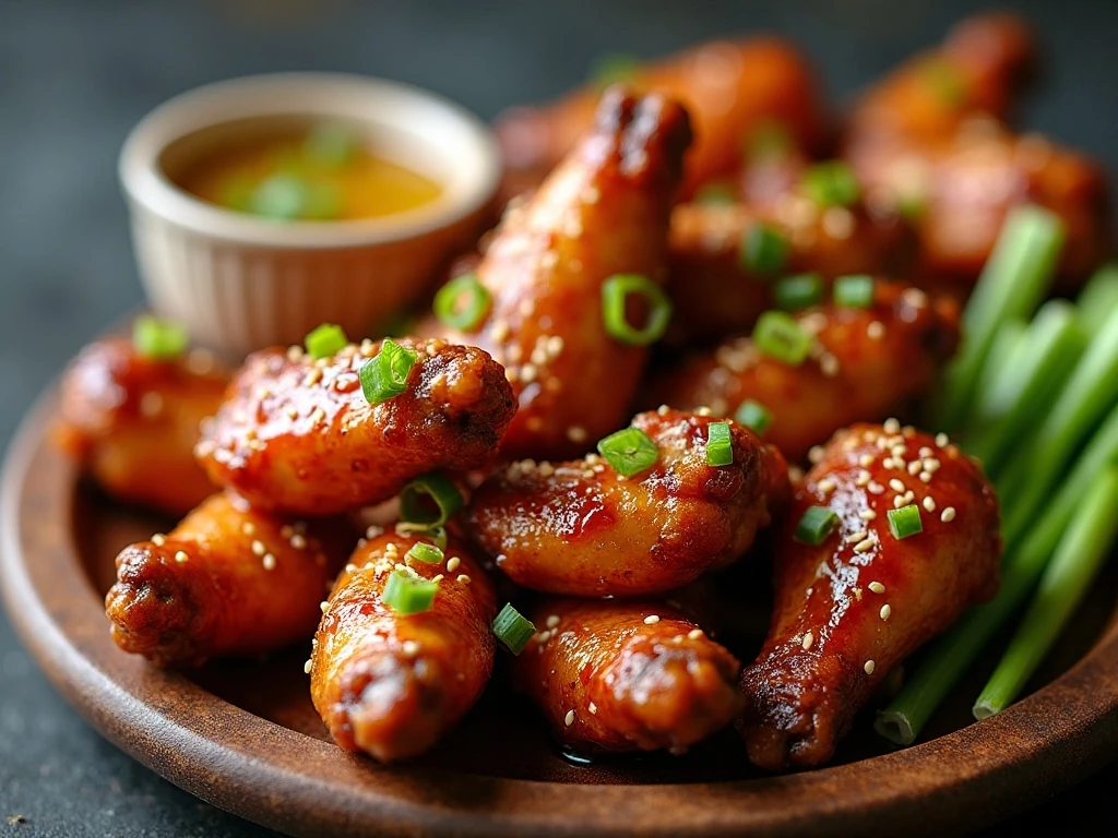 Crockpot honey garlic wings arranged on a serving platter