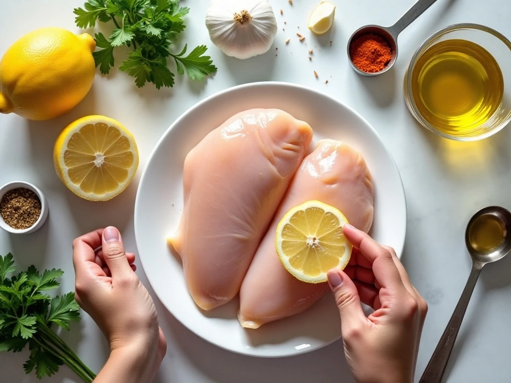 Ingredients for easy crockpot lemon pepper chicken
