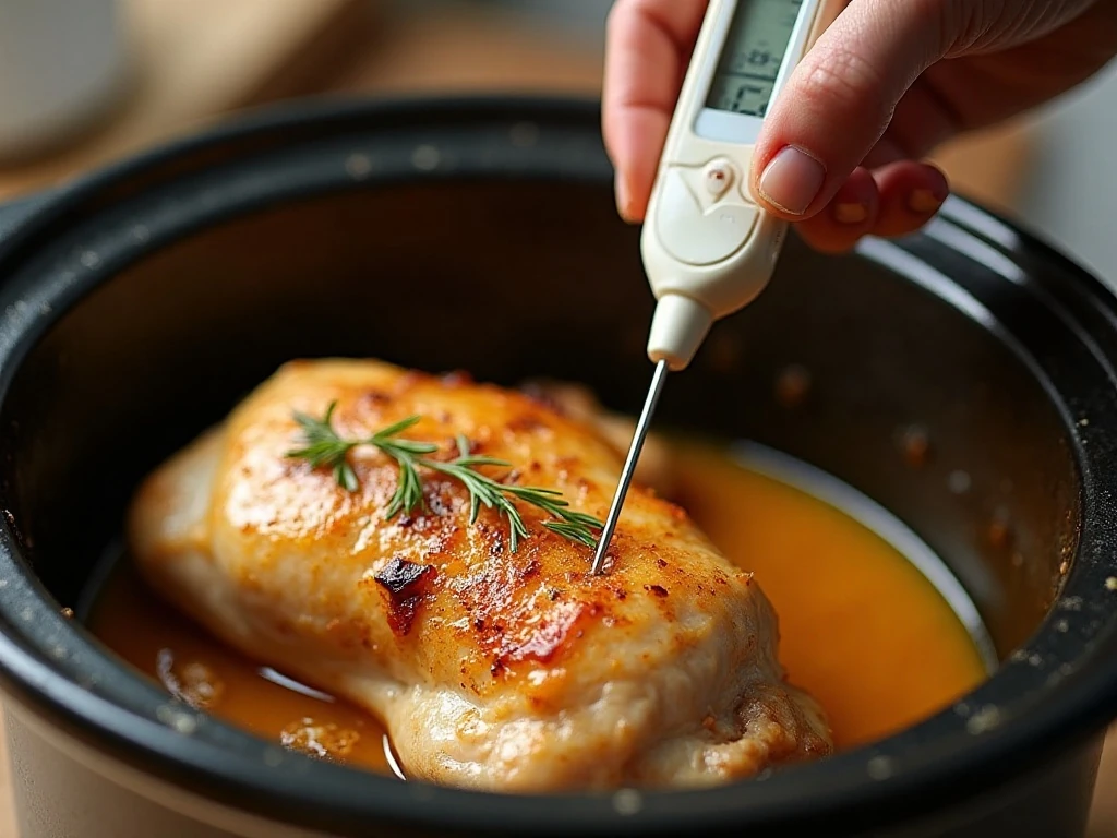 Checking crockpot chicken temperature for 165 degrees
