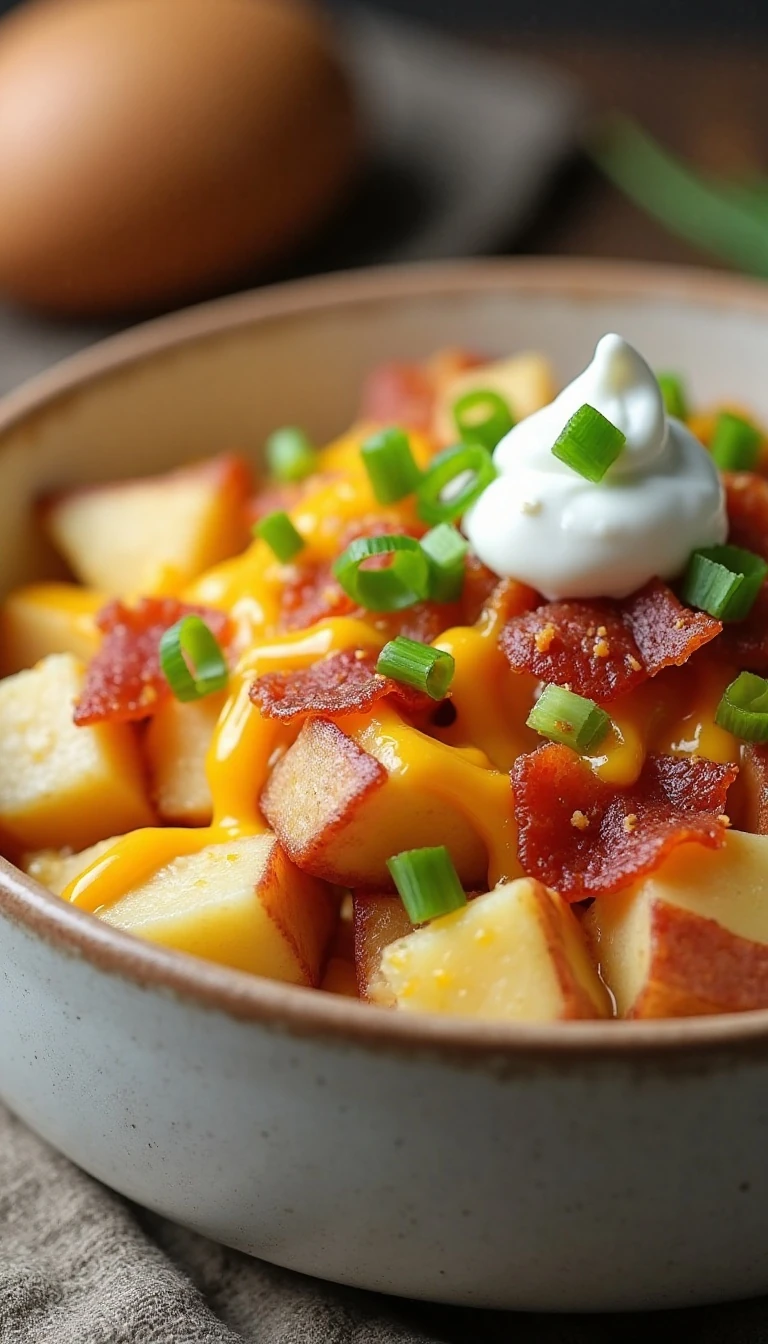 Easy Crockpot Loaded Potatoes Recipe with Bacon and Cheddar