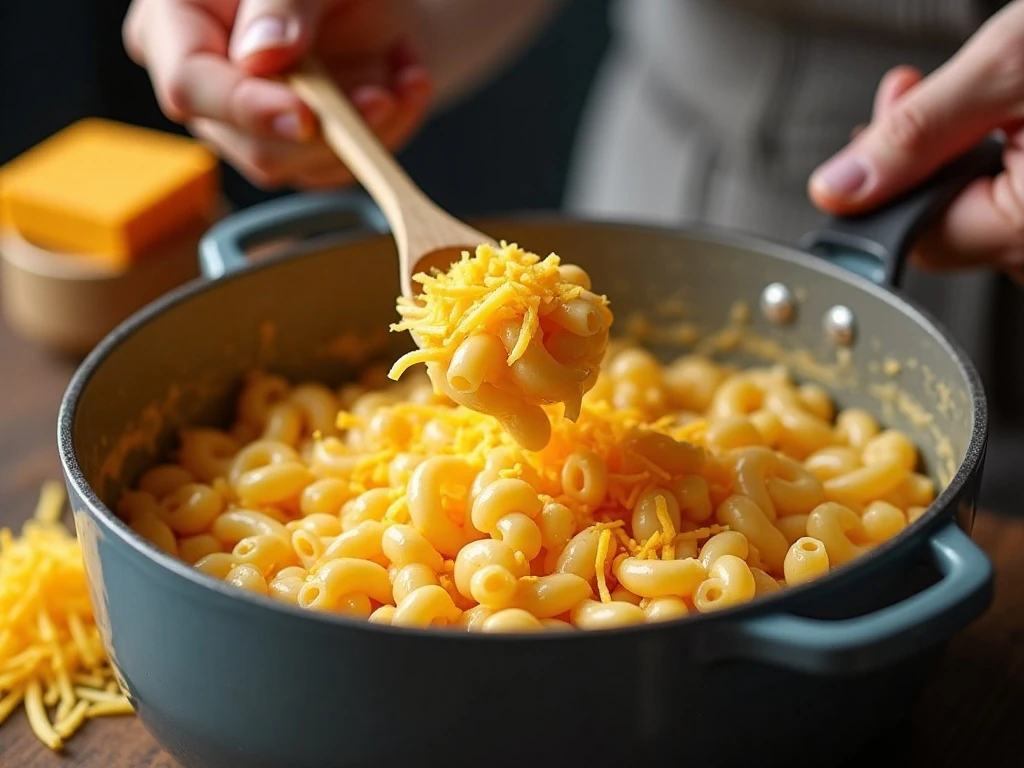 Freshly shredded cheese for smooth crockpot mac and cheese
