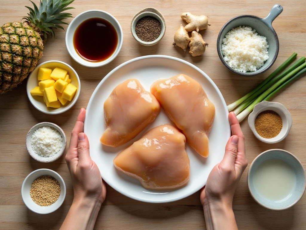 Ingredients for easy crockpot pineapple chicken