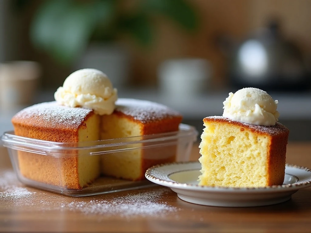Stored and reheated slices of crockpot pineapple coconut cake