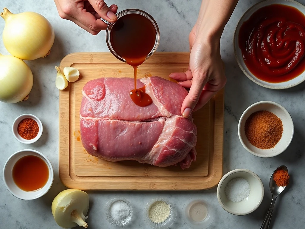 Ingredients for easy crockpot pork barbecue