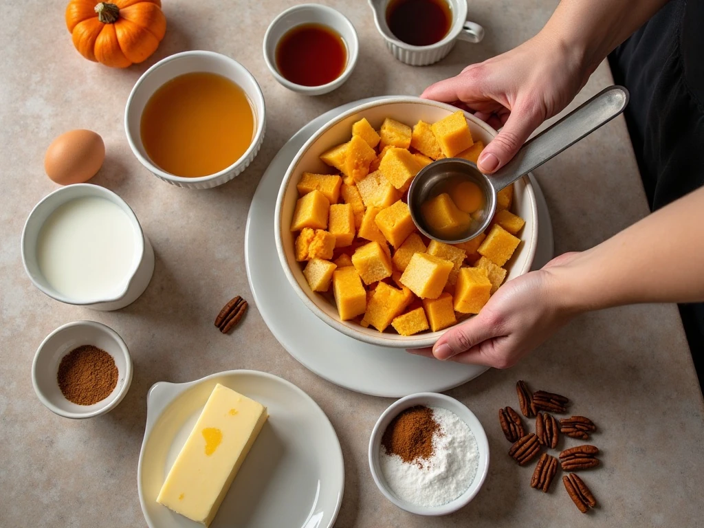 Ingredients for pumpkin maple French toast in the crockpot