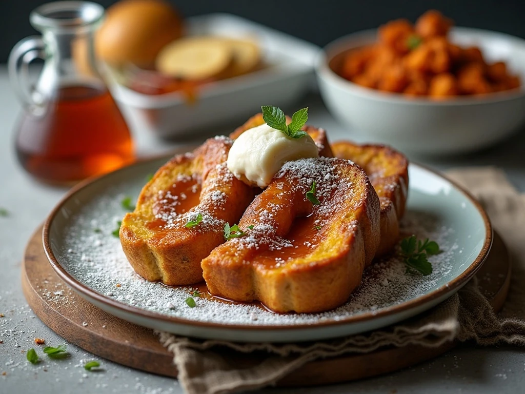 Stored and reheated crockpot pumpkin French toast